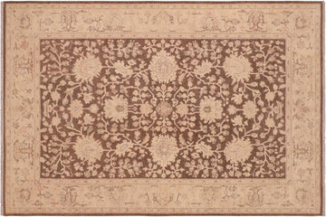 handmade Traditional Kafkaz Chobi Ziegler Brown Tan Hand Knotted RECTANGLE 100% WOOL area rug 6 x 9